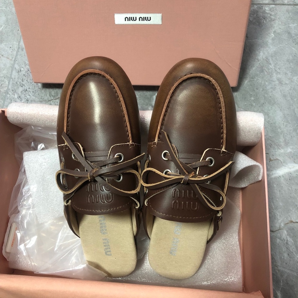 Miu Miu Refined Bow Loafer Mules - Picture 3 of 7